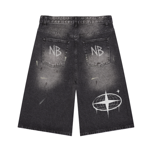 Men’s Vintage Wash Wide Leg Denim Shorts